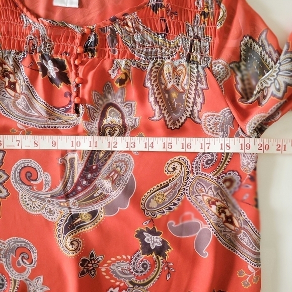 2/$35 Sale COMO Design Bohemian Orange Paisley Print Flowy Top Size S (8-10)EUC - Picture 8 of 11